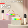 Беспроводная Мини Караоке Система Детская с Микрофоном K13 Bluetooth Колонка + LED Подсветка + Изменение Голоса Розовая