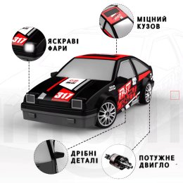 Гоночная Машинка Для Дрифта на Радиоуправлении и Аккумуляторе со Световыми Эффектами RC Race Toyota Corolla 4WD 18.5 см