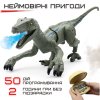 Интерактивный Робот Динозавр на Пульте Управления с Паром + LED Подсветка + Звуковые Эффекты на Аккумуляторе Велоцираптор Серый 52 см