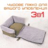 Раскладной Лежак 3в1 Для Котов и Собак Большая Лежанка Кровать со Съёмной Подушкой Zmaker Оливка 