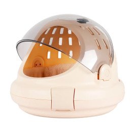 Космическая Переноска для Кошек и Собак Zmaker 3в1 Капсула с Туалетом и Лежанкой Прозрачная Переноска-скафандр для Животных до 6 кг Бежевая