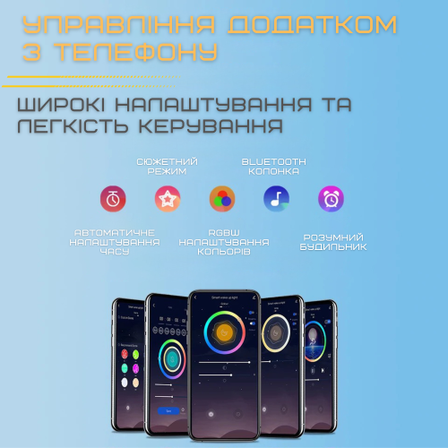 Умный Смарт Ночник Будильник Wake-Up Light Лампа с Имитацией Рассвета и LED Подсветкой + Встроеные Звуки Природы и Bluetooth  Bolong