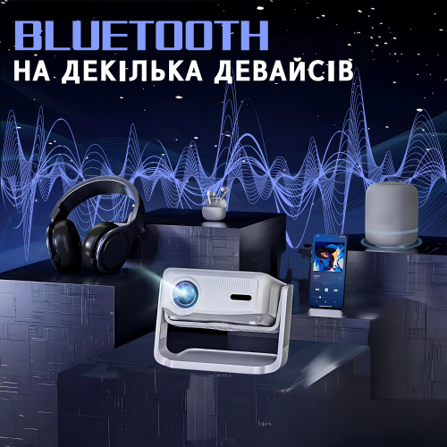 Портативний WIFI Міні LED Проектор 2800 Lumen + Bluetooth з Динаміком та Підставкою 2 Режими та Screen Mirroring Cheerlux C6B Cheerlux