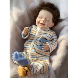 Коллекционная Силиконовая Кукла Реборн Младенец Reborn Анатомический Мальчик Пупс Бобби (Виниловая Кукла) 48 см