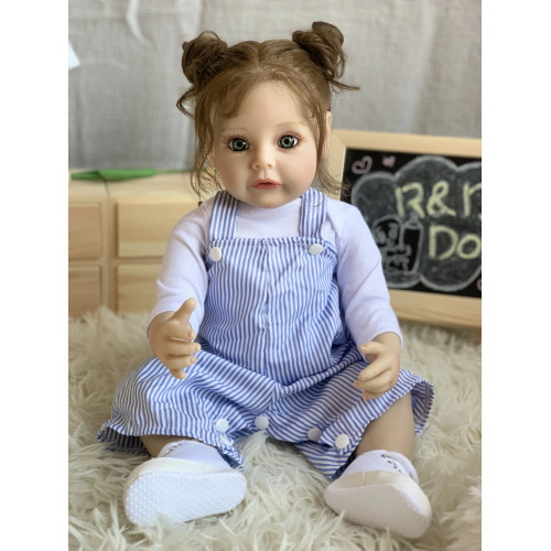 Коллекционная Силиконовая Кукла Реборн Reborn Анатомическая Девочка с Длинными Волосами Аманда (Виниловая Кукла) 55 см Reborn Dolls