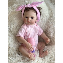 Коллекционная Силиконовая Кукла Реборн Reborn Анатомическая Девочка Пупс с Волосами Жасмин (Виниловая Кукла) 45 см