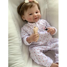 Коллекционная Силиконовая Кукла Реборн Младенец Анатомическая Новорождённая Девочка Брюнетка Мари (Виниловая Кукла) 45 см