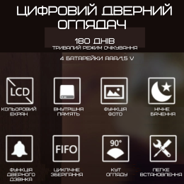 Видеодомофон с Функцией Фото Умный Дверной Глазок с ЖК Экраном + Встроенная Память Visual Door Viewer Серебро
