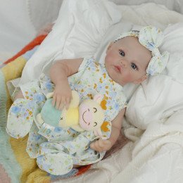 Коллекционная Силиконовая Кукла Реборн Младенец Reborn Новорождённая Девочка Пупс Мегган (Виниловая Кукла) 45 см