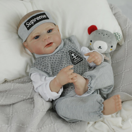 Силиконовая Коллекционная Кукла Реборн Reborn Полностью Анатомический Новорожденный Мальчик Элджей (Виниловая Кукла) Высота 50 см Reborn Dolls