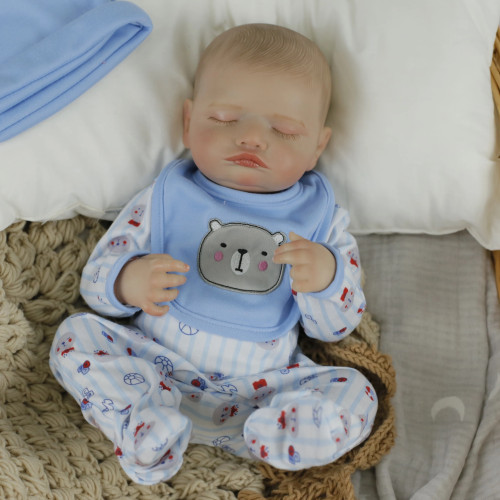 Реалістична Силіконова Лялька Реборн Новонароджений Сплячий Хлопчик Немовля Даніель (Вінилова Лялька) Висота 50 см Reborn Dolls