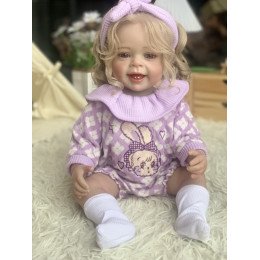 Коллекционная Силиконовая Кукла Реборн Reborn Девочка Пупс с Волосами Натали (Виниловая Кукла) Высота 55 см