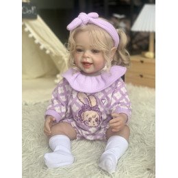 Коллекционная Силиконовая Кукла Реборн Reborn Девочка Пупс с Волосами Натали (Виниловая Кукла) Высота 55 см