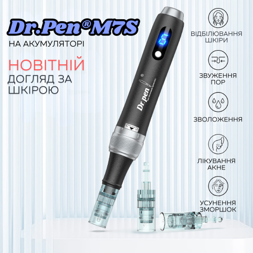 Беспроводной Автономный Дермапен Dr. Pen M7s Электрический Мезороллер Для Фракционной и Микроигольчатой Мезотерапии Лица и Тела Чёрный Dr.Pen