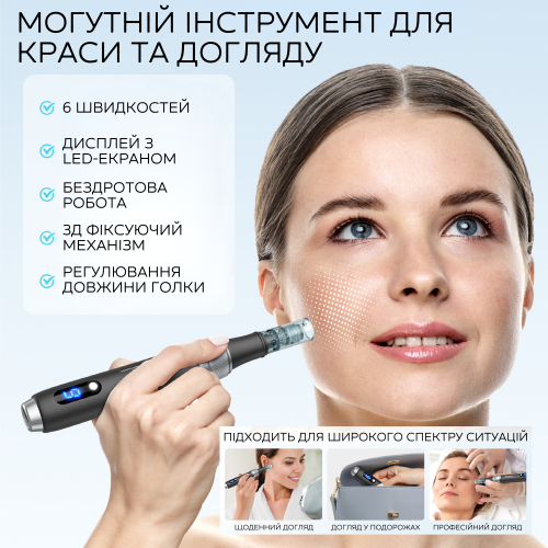 Бездротовий Автономний Дермапен Dr. Pen M7s Електричний Мезороллер Для Фракційної та Мікроголкової Мезотерапії Обличчя та Тіла Чорний Dr.Pen