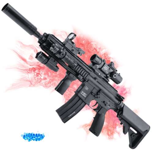 Іграшковий Автомат на Орбізах 2 Режима HK416 Електричний Гель Бластер Преміум Якості з Прицілом та Обвісами BB Чорний BB