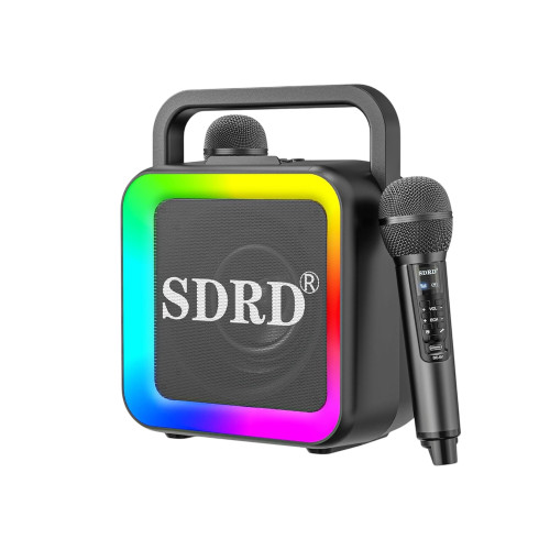 Бездротова Караоке Колонка SDRD З Двома Блютуз Мікрофонами LED Підсвічуванням та Функцією Зміни Голосу SD516 Чорна SDRD