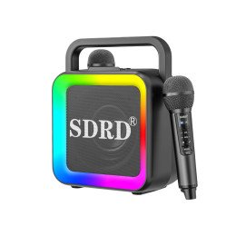 Бездротова Караоке Колонка SDRD З Двома Блютуз Мікрофонами LED Підсвічуванням та Функцією Зміни Голосу SD516 Чорна SDRD