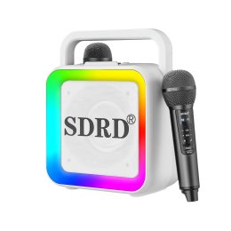 Портативна Блютуз Караоке Система SDRD на Два Бездротових Мікрофони з Функцією Зміни Голосу та LED Підсвічуванням SD516 Біла SDRD