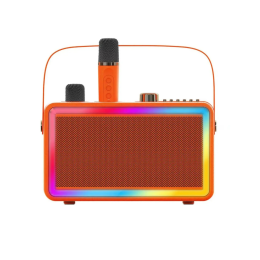Портативна Bluetooth Караоке Система SDRD SP500 на Два Бездротових Мікрофони зі Стерео Звуком Зміною Голосу та LED Підсвічуванням Помаранчева SDRD