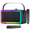 Беспроводная Портативная Караоке Система на Два Микрофона SDRD SP500 Bluetooth Колонка с LED Подсветкой + 3D Звуком Эхо Эффектом Черная