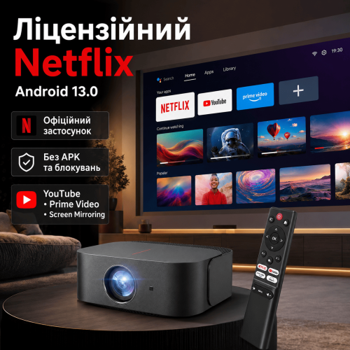 Портативный WiFi Мини LED Проектор Android 13.0 с Динамиком + Bluetooth 2 Режима + Screen Mirroring FULL HD 1080Р Cheerlux E2-C Cheerlux