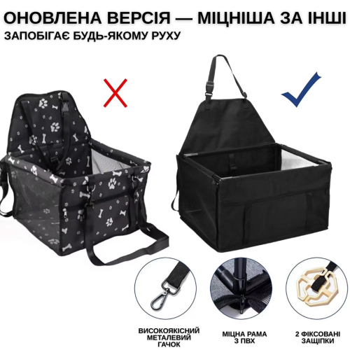 Большая Складная Автопереноска Каркасная на 12 Трубок Для Мелких и Средних Пород Собак в Машину Zmaker 48X39X27 см Черная Zmaker