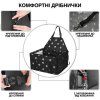 Портативна Велика Автосумка Каркасна на 12 Трубок Для Перевезення Маленьких і Середніх Порід Собак і Котів в Машину Zmaker 48X39X27 см Чорна з Принтом