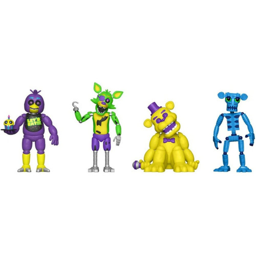 Коллекционный Набор Фигурок Статуэток Фнаф Фредди 4 Персонажа Five Nights at Freddy’s Blacklight – Фредди Скелетон Чика и Фокси в Подарочной Упаковке Five Nights at Freddy’s