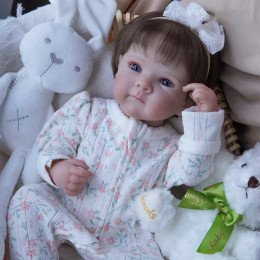Силиконовая Коллекционная Кукла Реборн Младенец Новорожденная Девочка Пупс Бубу (Виниловая Кукла) Reborn 45 см