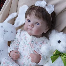 Силиконовая Коллекционная Кукла Реборн Младенец Новорожденная Девочка Пупс Бубу (Виниловая Кукла) Reborn 45 см