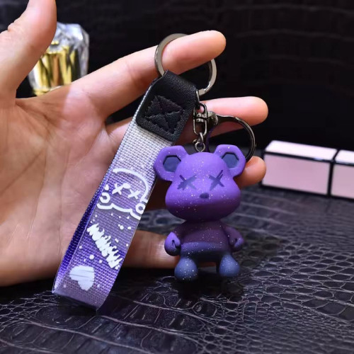 Брелок на Ключи Мишка KAWS Streetwear Сувенир для Фанатов на Сумку в Подарок Другу Фиолетовый KAWS