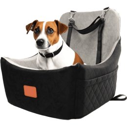 Переносное Кресло в Авто 2в1 NEWPET Премиум Большая Лежанка для Собак и Котов с Креплениями Ремнями и Карабином для Мелких и Средних Пород 50х50х50 см Серое NewPet