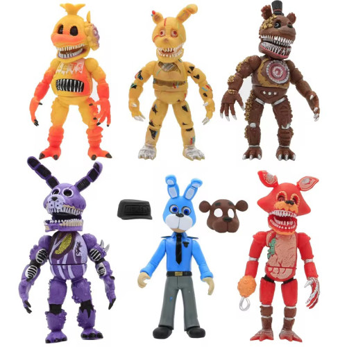 Коллекционный Набор Фигурок FNAF (Five Nights at Freddy’s) Гиганты — 6 Светящихся Шарнирных Аниматроников 20 см: Фредди, Фокси, Бонни, Чика, Спрингтрап и Офицер Бонни | Игровой Набор «Пять Ночей с Фредди» Five Nights at Freddy’s