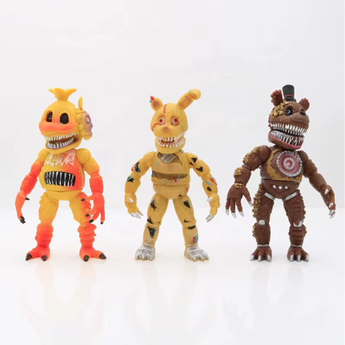 Коллекционный Набор Фигурок FNAF (Five Nights at Freddy’s) Гиганты — 6 Светящихся Шарнирных Аниматроников 20 см: Фредди, Фокси, Бонни, Чика, Спрингтрап и Офицер Бонни | Игровой Набор «Пять Ночей с Фредди» Five Nights at Freddy’s