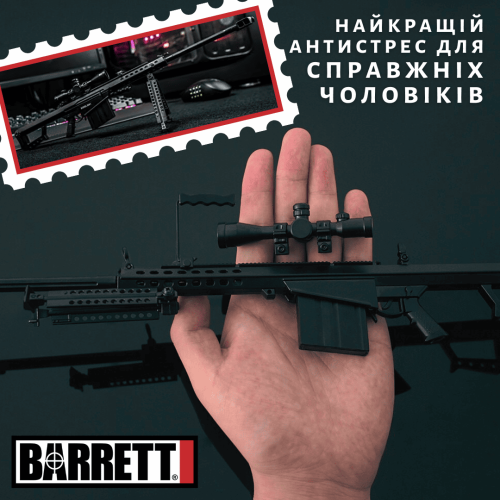 Миниатюрная Металлическая Коллекционная Модель-Сувенир Винтовка Барретт Goat Guns Barrett 82A1 Black С Полной Разборкой, Подвижными Деталями И Фирменным Комплектом Для Сборки Черная Alloy Empire