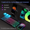 Беспроводная Переносная Клавиатура и Мышь Портативная Bluetooth на Аккумуляторе с Подсветкой и Украинской Раскладкой для ПК Компьютера Телефона Планшета Android IOS Белая