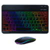 Беспроводная Bluetooth Клавиатура с Мышкой на Аккумуляторе Ультратонкая с RGB Подсветкой Украинская Раскладка Портативный Переносной Комплект для Android IOS Windows MacOS Чёрная