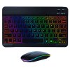 Бездротова Bluetooth Клавіатура з Мишкою на Акумуляторі Ультратонка з RGB Підсвічуванням Українська Розкладка Портативний Переносний Комплект для Android IOS Windows MacOS Чорна
