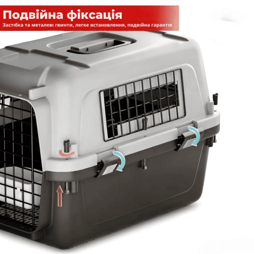 Контейнер для Авиа Перевозок Животных AirPet 50 IATA 50×33.5×34 см Переноска для Кошек и Собак до 11 кг с Двухфазным Креплением, Металлической Дверью, Замком и Кормушкой для Путешествий HAISEN