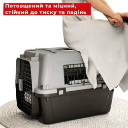 Контейнер для Авиа Перевозок Животных AirPet 50 IATA 50×33.5×34 см Переноска для Кошек и Собак до 11 кг с Двухфазным Креплением, Металлической Дверью, Замком и Кормушкой для Путешествий