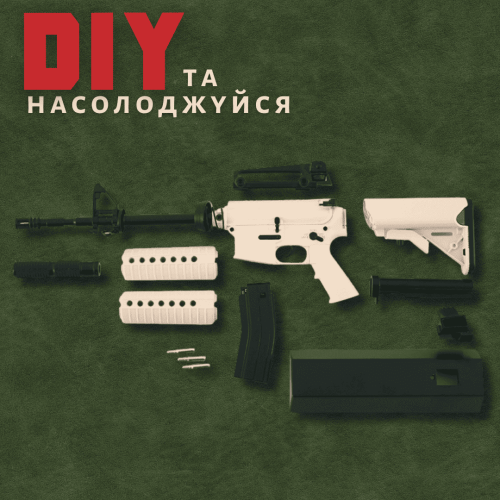 Сувенірна Мініатюрна Штурмова Гвинтівка Colt AR-18 Масштаб 1:3 Металева Модель Мілітарі Сувеніра з Рухомим Затвором Магазином Глушником та Патронами Tan 28 см Alloy Empire