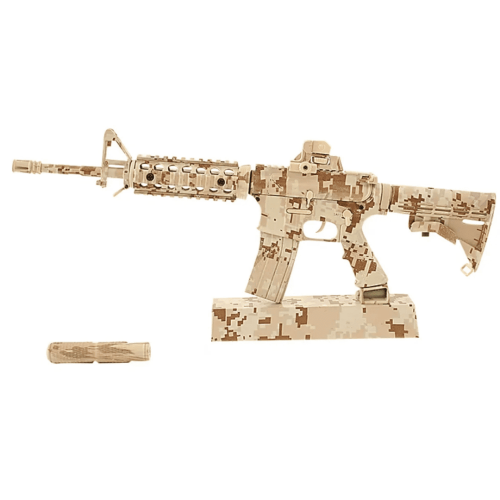 Миниатюрная Металлическая Разборная Винтовка AR-15 Камуфляж 1:3 Коллекционная Модель с Подвижным Затвором, Съёмным Магазином, Глушителем и Патронами Alloy Empire