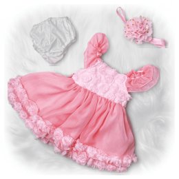 Эксклюзивное Розовое Платье для Реборнов и Испанских Пупсов Antonio Juan Paola Reina Baby Born 48–55 см - Кукольный Нарядный Комплект Одежды с Повязкой и Трусиками Reborn Dolls