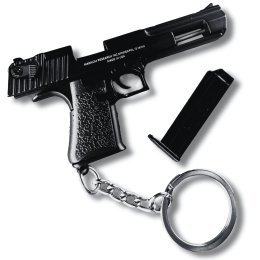 Металлический Брелок Desert Eagle Black (Черный) 66 мм 1:4 Разборный Тактический Мини Пистолет с Подвижным Затвором, Съемным Магазином, Подвижным Курком и Гравировкой Коллекционный Сувенир Брелок на Ключи Alloy Empire