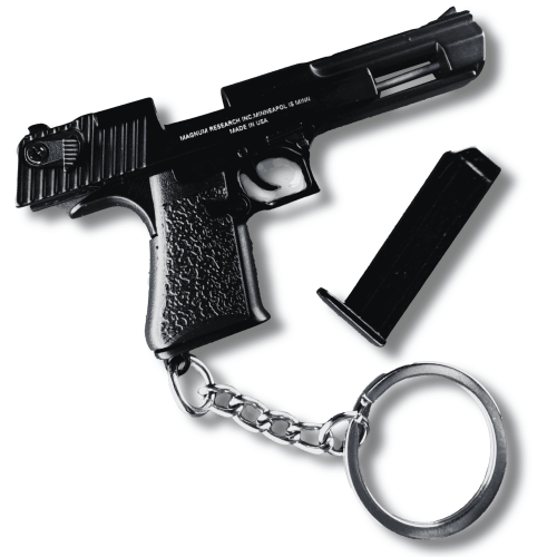 Металлический Брелок Desert Eagle Black (Черный) 66 мм 1:4 Разборный Тактический Мини Пистолет с Подвижным Затвором, Съемным Магазином, Подвижным Курком и Гравировкой Коллекционный Сувенир Брелок на Ключи Alloy Empire