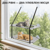 Двухъярусный Гамак для Кошек на Окно 50×31 см Серый Двойная Подвесная Оконная Лежанка для Котов на Присосках до 15 кг