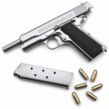 Металлический Сувенирный Пистолет Colt (Кольт) 1911 110 мм Масштаб 1:2.05 Разборный с Эффектом Вылета Гильзы Alloy Empire Высокая Детализация