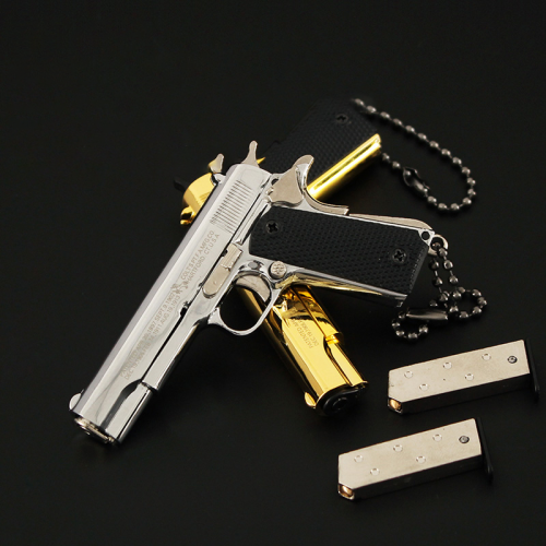 Тактический Брелок Пистолет Colt 1911 Silver 75 мм Разборный Металлический Сувенир Кольт с Цепочкой для Коллекционеров Alloy Empire