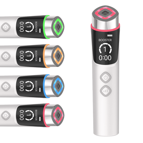 Микротоковый Массажер для Лица Booster Pro 6в1 с EMS и LED-Терапией + Микроимпульсы 5 Уровней Интенсивности Аппарат для Лифтинга и Подтяжки Кожи для Дома Белый Booster